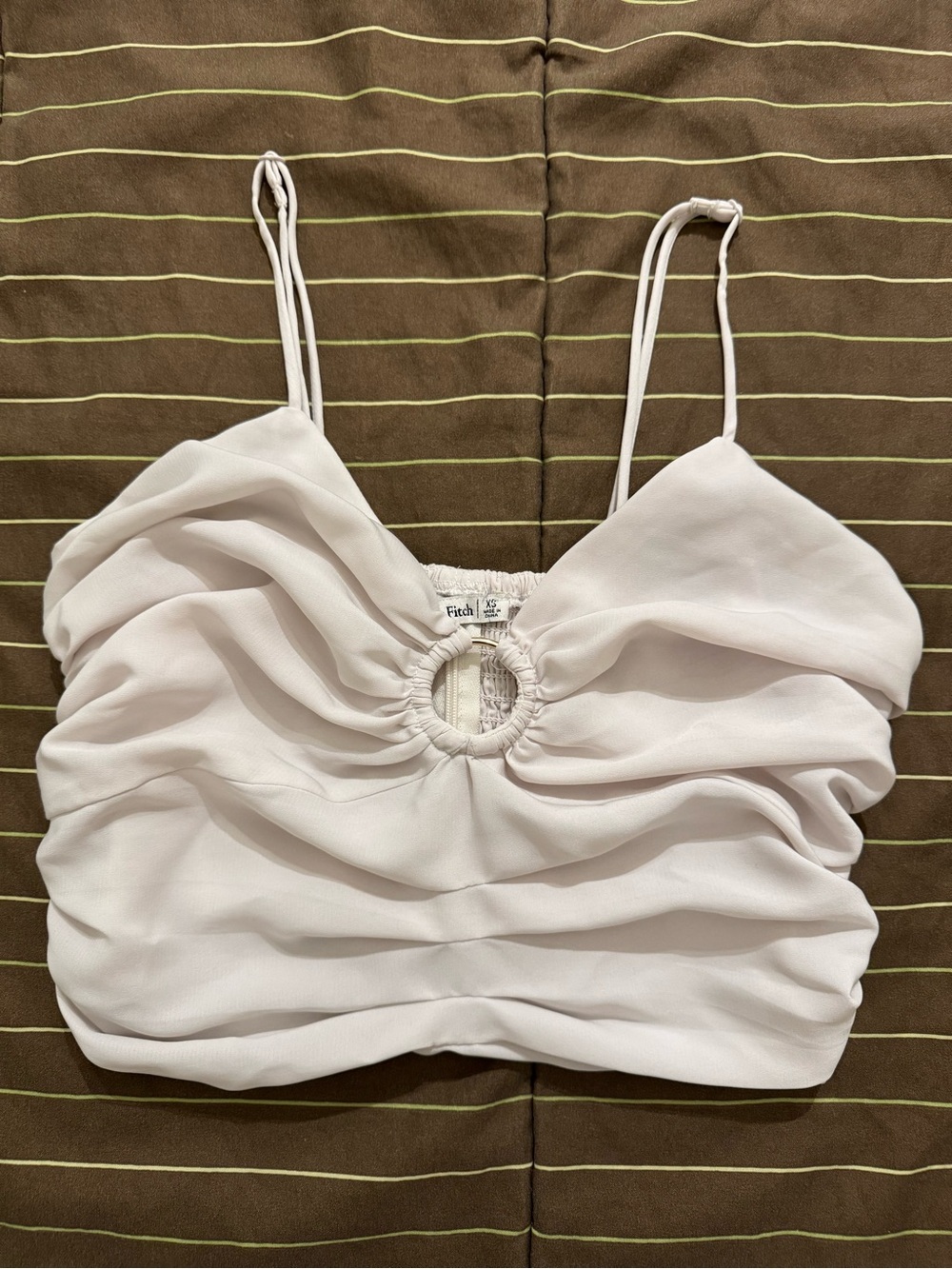 Abercrombie & Fitch Ivory Ruched Ring-Front Cami